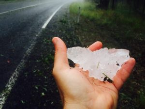 Giant hailstone in hand